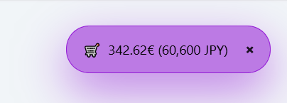 Placeholder screenshot of Booth.pm cart summary with converted totals