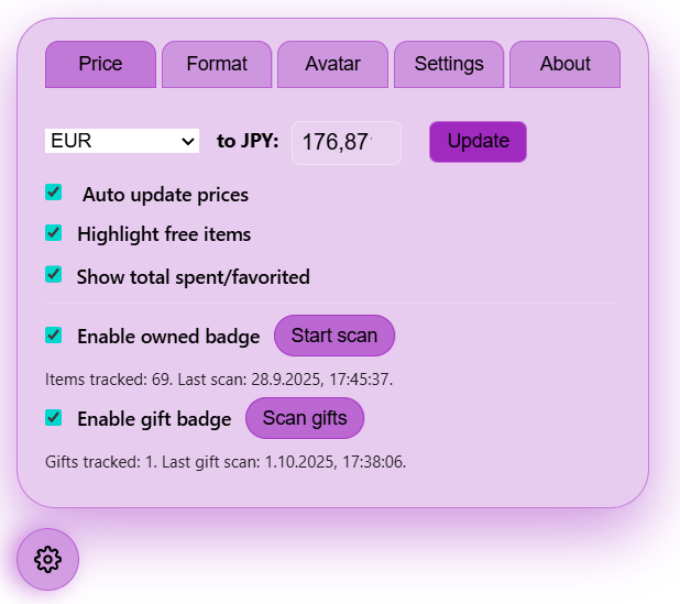 Placeholder mockup showing the floating Booth-Companion settings panel beside a Booth.pm page