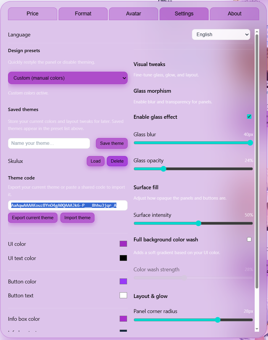 Placeholder palette picker for theming controls