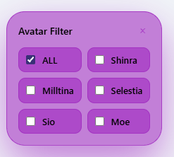 preview of the avatar instant filter panel in action