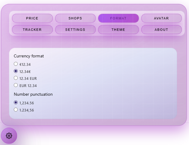 Format tab options inside Booth-Companion